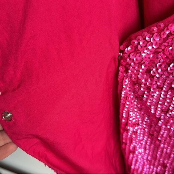 - ASOS EDITION sequin wrap mini dress in hit pink - size 6 - Picture 9 of 12